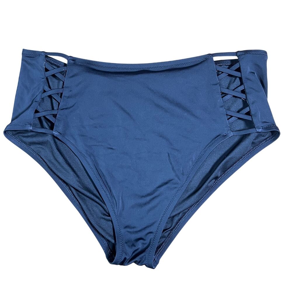 Shade & Shore‎ Black High Waisted Lattice Sides Swimsuit Bottoms Size XL Beach